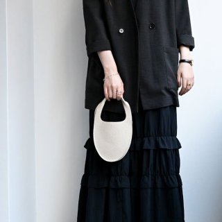 S.LEATHER OVAL TOTE<blancle>