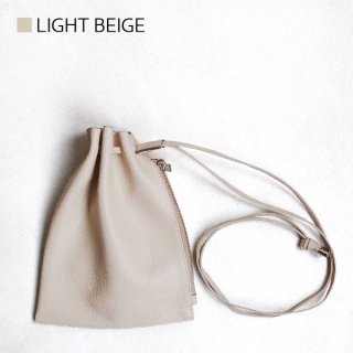 S.LEATHER ZIP DRAWSTRING S<blancle>