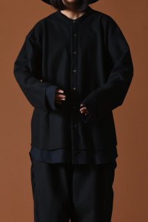 Wool Amunzen Double Layered Shirt black