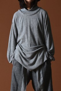 High-Neck Pile Knit gray
