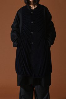 Super 100's Bishu Wool Layered Gather Big Coat black