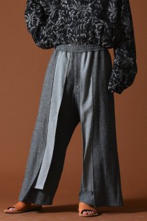 Wool Tweed Wrap Skirt Pants mix gray
