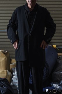 Wool Silk Asymmetry Jacket black