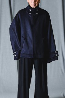 Wool Beaver High-Neck Blouson navy