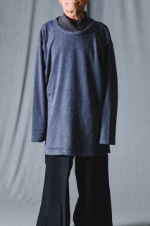 High-Neck Loop Knit mix gray