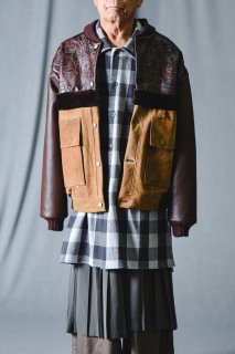 Hand Patchwork Craftsman Leather Jacket brown