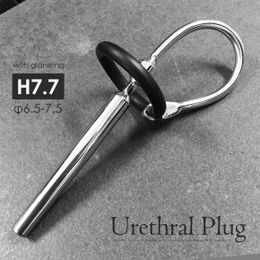 Urethral Plug ステンテス製 亀頭リング付き 尿道プラグ 068 尿道ブジー Uプラグ 尿道責め 尿道拡張