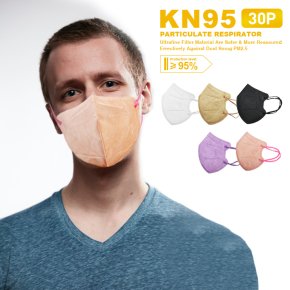 【30枚セット】5層 立体マスク KN95 3Dマスク 非医療用 小顔効果 血色マスク 予防 飛沫感染対策 花粉 不織布マスク 使い捨て 血色カラー 3D立体 カラーマスク