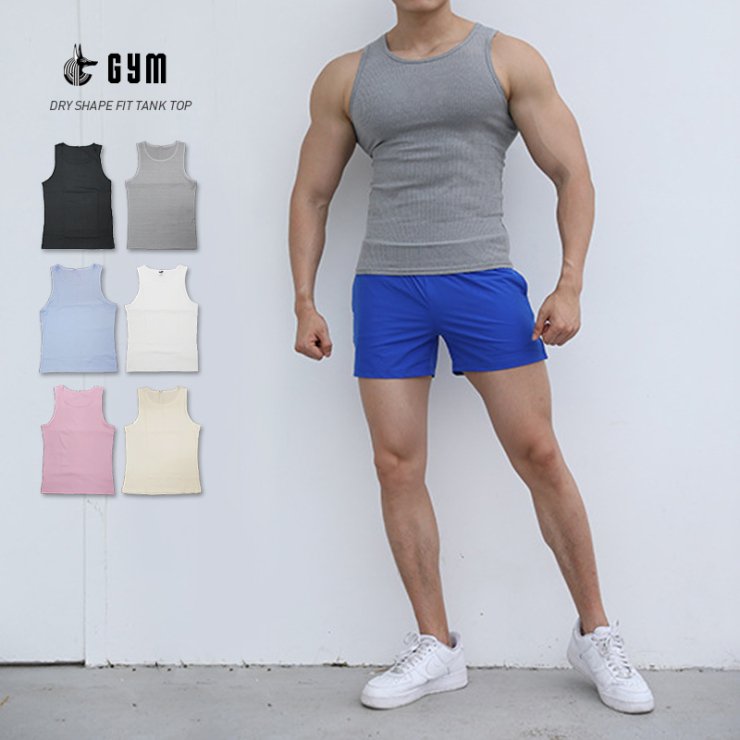 GYM ドライ リブタンク タンクトップ メンズ 即乾 DRY 014 - 101SHOP ...