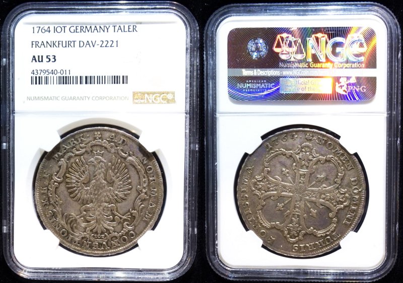 ドイツ フランクフルト 1764年 Taler銀貨 NGC AU53 - 名古屋 創業65年