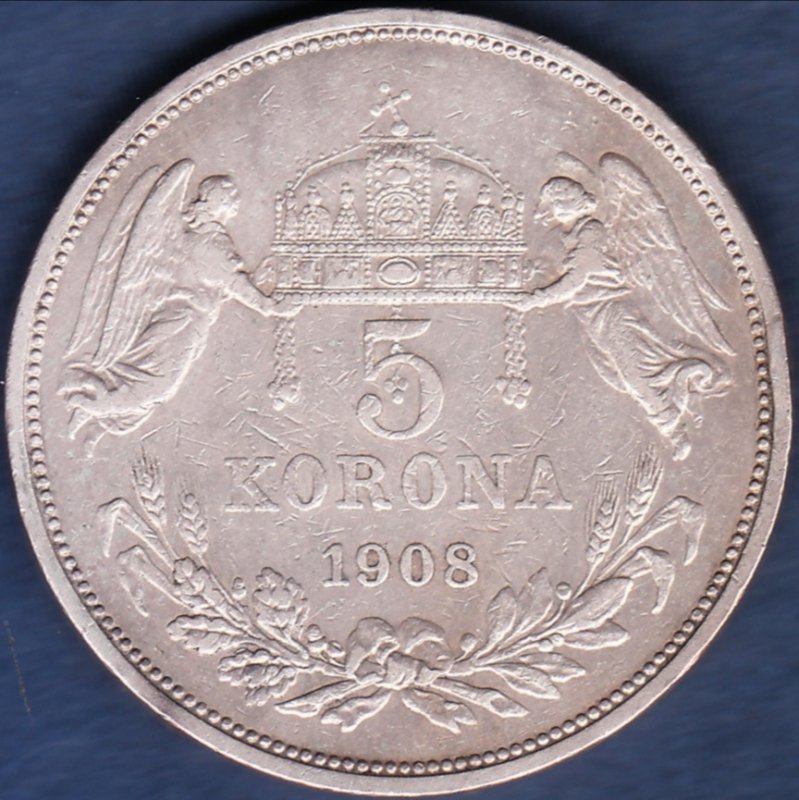 ハンガリー 1908年 5コロナ銀貨 - 名古屋 創業65年 時遊屋 古銭・アンティークコイン・切手専門店