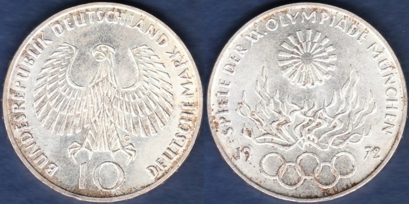 ドイツ 1972年 ミュンヘンオリンピック 10MARK銀貨① - 名古屋 創業65 