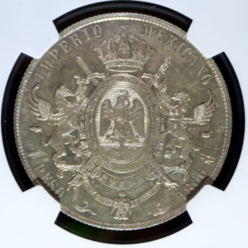 メキシコ 1866Mo Pattern Peso銀貨(試作貨タイプ) NGC MS63(鑑定Top3