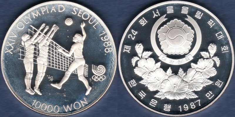 韓国 1987年 ソウルオリンピック 10000ウォン銀貨 プルーフ① - 名古屋 