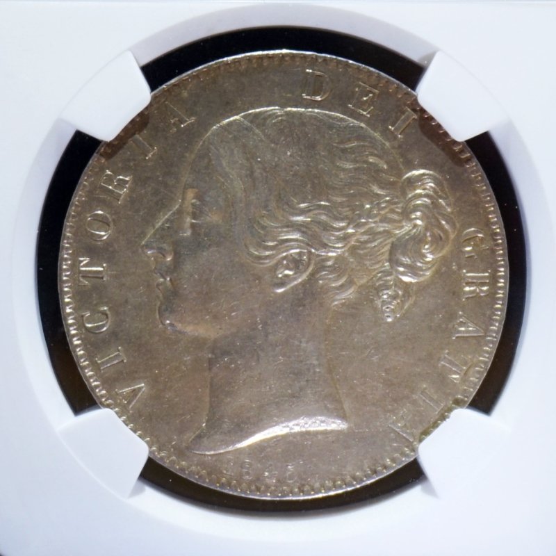 イギリス 1845年 ヴィクトリアヤング CROWN銀貨 ロイヤルミントスラブ