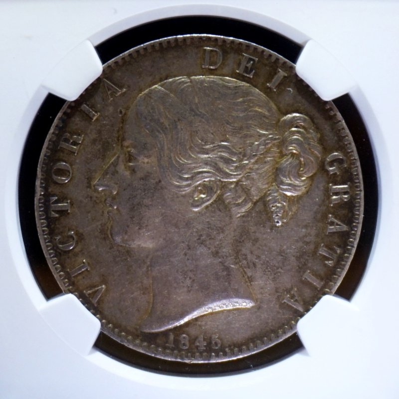 イギリス クラウン銀貨 ビクトリアヤング 1845年 NGC AU55 www.fongc.org