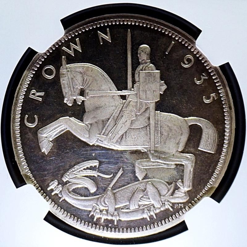 希少美品 1928 イギリス ジョージ5世 クラウン 銀貨 NGC MS62 ...