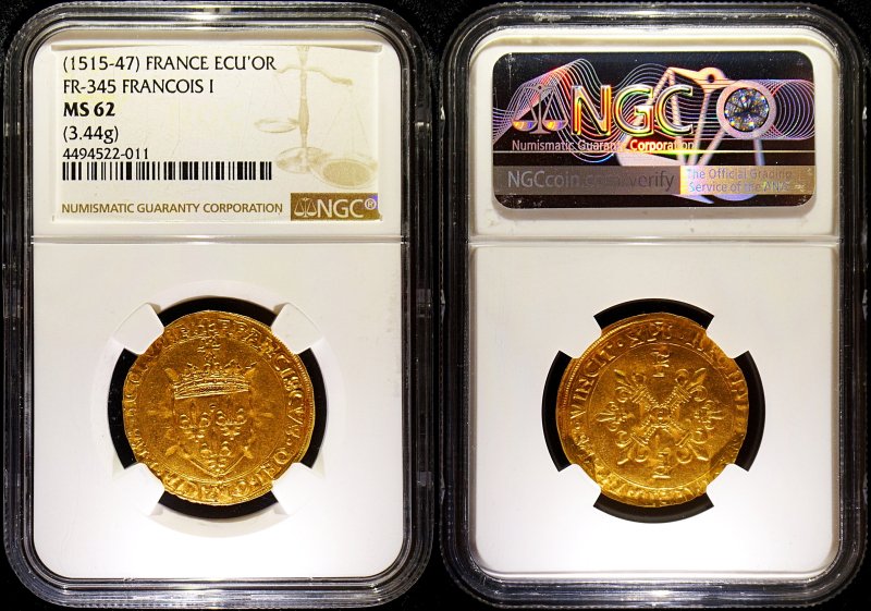 フランス フランソワ1世 Ecu D'or金貨 NGC MS62 - 名古屋 創業65年 時 ...