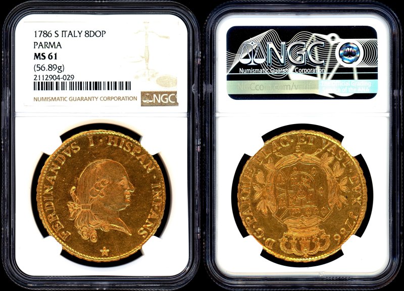 イタリア ナポリ 1786S 8Doppie金貨 NGC MS61（鑑定Top2） - 名古屋