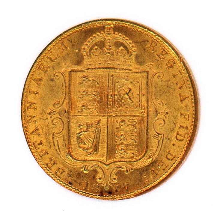 イギリス 1887年 ヴィクトリア女王 ジュビリーヘッド 1/2ソブリン金貨