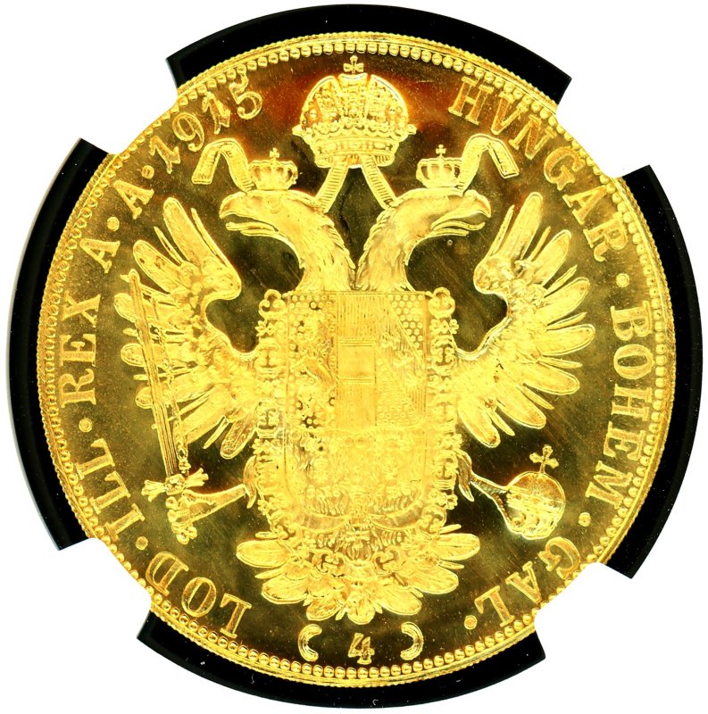 オーストリア 1915年 フランツ・ヨーゼフ 4Ducat リストライク金貨 NGC 