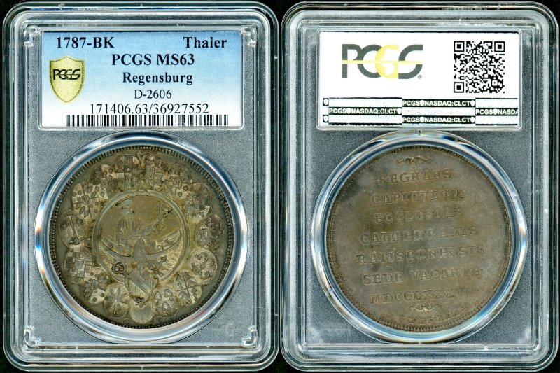 ドイツ レゲンスブルグ 1787年 セデ・ヴァカンテ taler PCGS MS63