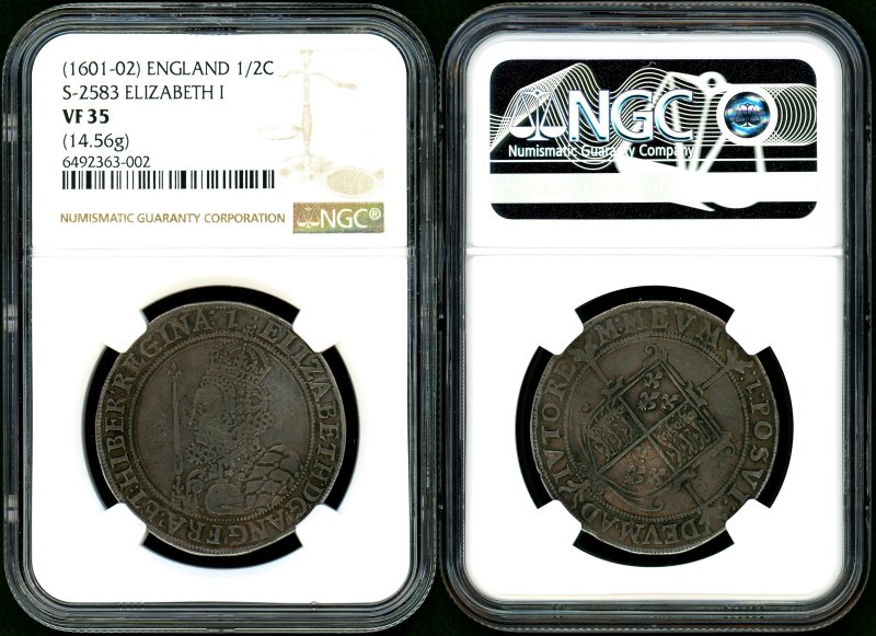 イギリス エリザベス1世 1/2CROWN銀貨 NGC VF35 - 名古屋 創業65年 時