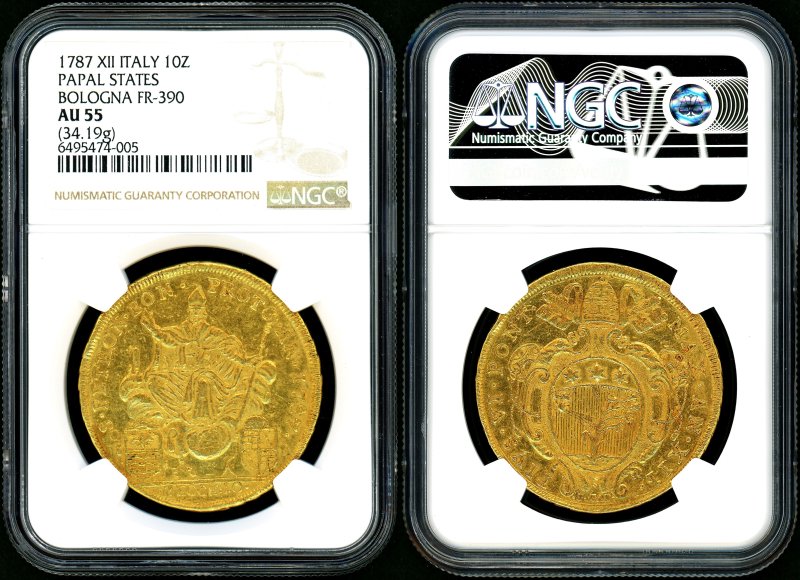 イタリア ローマ教皇領 1787 10Zecchini金貨 NGC AU55 - 名古屋 創業65