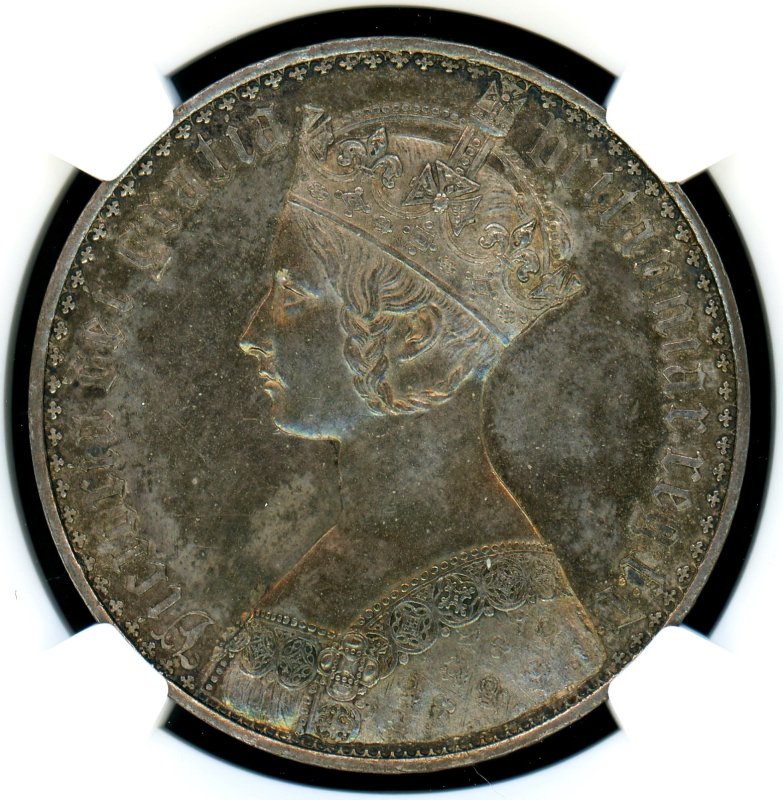 イギリス 1847年 ヴィクトリア女王 ゴチッククラウン銀貨 NGC PF62 