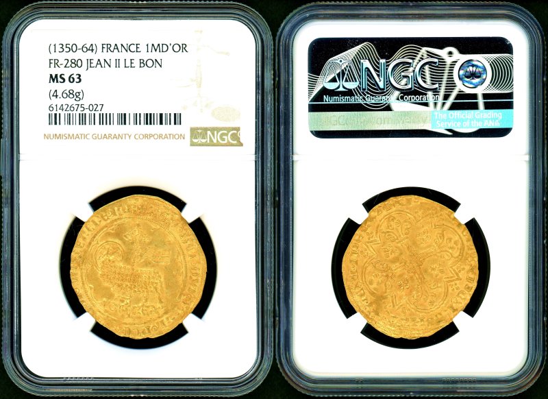 フランス ジャン2世(1350-64) Mouton D'or金貨 NGC MS63 - 名古屋 創業