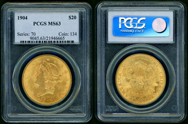 アメリカ 1904年 ダブルイーグル 20ドル金貨 PCGS MS63 - 名古屋 創業65年 時遊屋 古銭・アンティークコイン・切手専門店