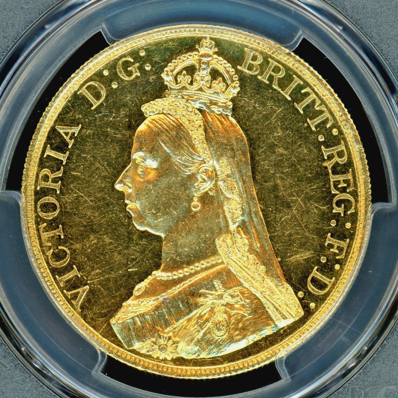 イギリス 1887年 ジュビリーヘッド 5ポンド金貨 PCGS MS62 - 名古屋