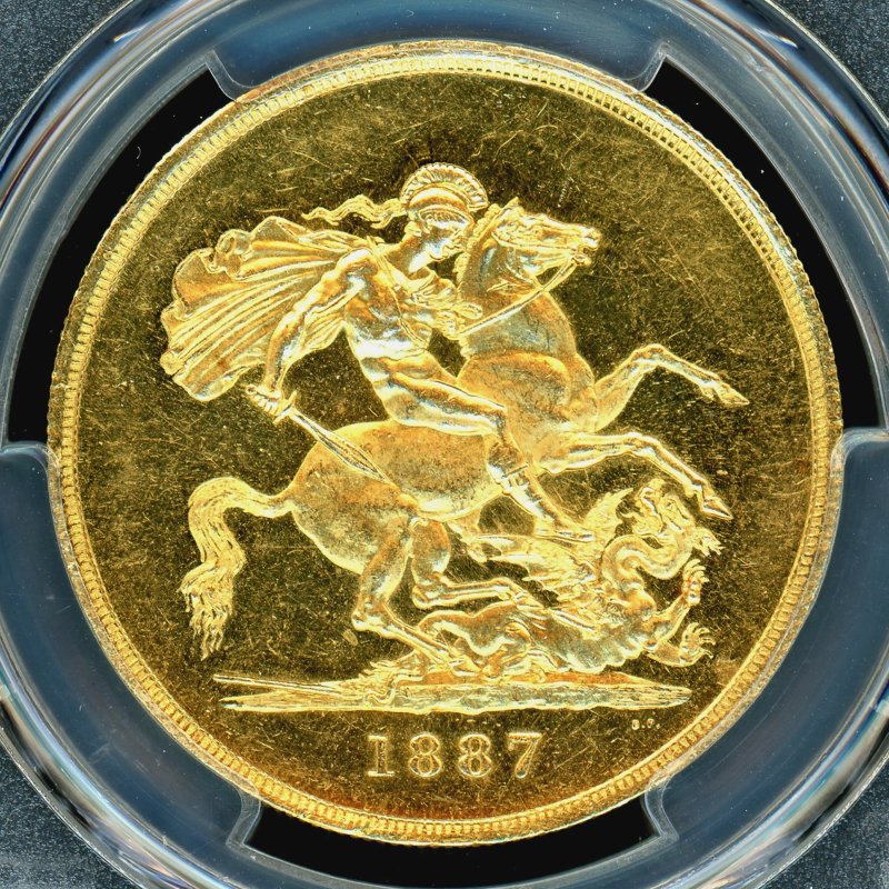 イギリス 1887年 ジュビリーヘッド 5ポンド金貨 PCGS MS62 - 名古屋