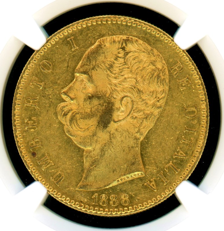 イタリア 1888R ウンベルト1世 100LIRE金貨 NGC MS61 - 名古屋 創業65 
