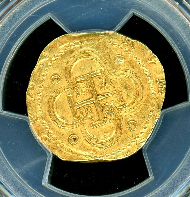 スペイン ND フェリペ2世 2エスクード金貨 PCGS AU55(No