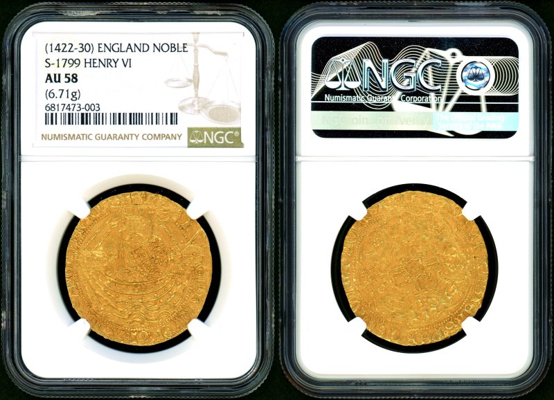 イギリス ヘンリー6世 Noble金貨 NGC AU58 - 名古屋 創業65年 時遊屋