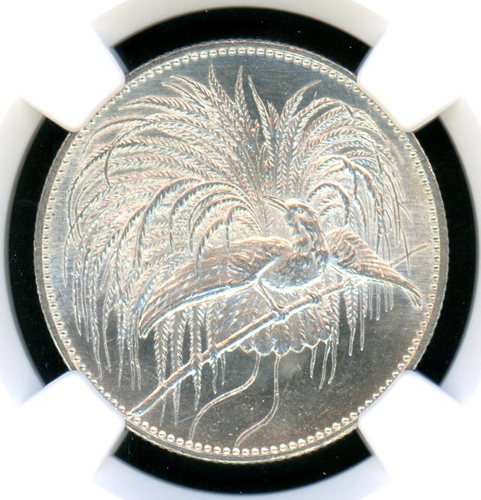 ドイツ領ニューギニア 1894A 極楽鳥 2マルク銀貨 NGC MS64 - 名古屋 