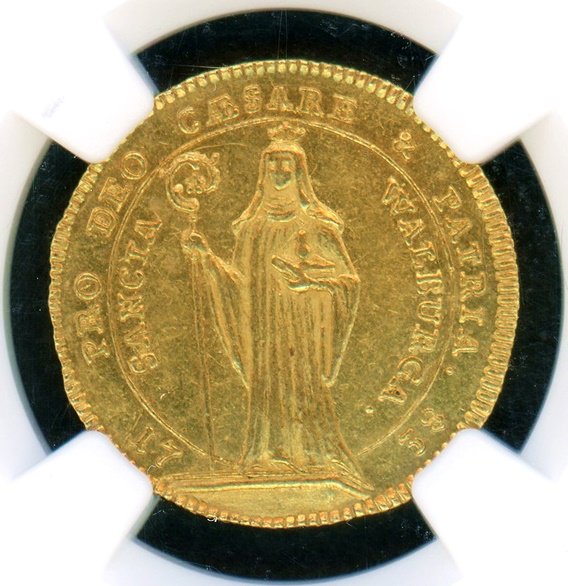 ドイツ アイヒシュタット 1738年 聖ワルプルガ像 Ducat金貨 NGC MS63 