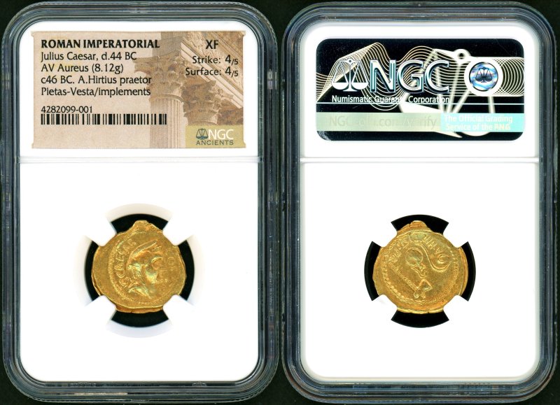 古代 共和政ローマ ユリウス・カエサル Aureus金貨 NGC XF 4/5 4/5