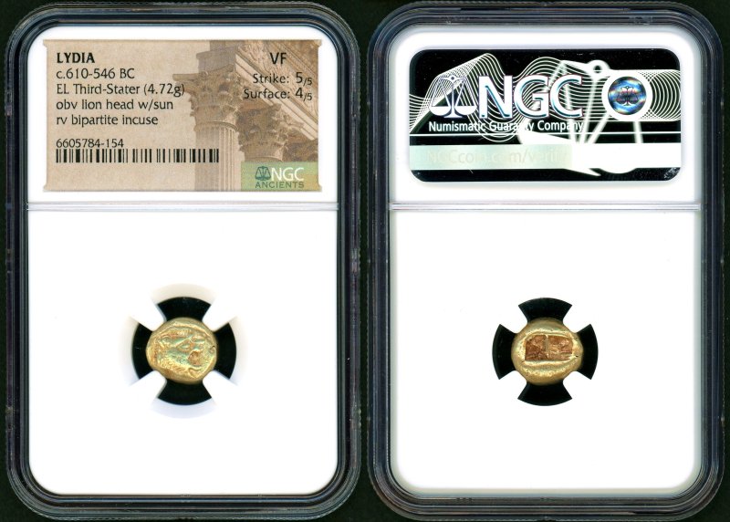 古代リディア ライオン/陰刻 1/3stater金貨 NGC VF 5/5 4/5 - 名古屋 創業65年 時遊屋 古銭・アンティークコイン・切手専門店