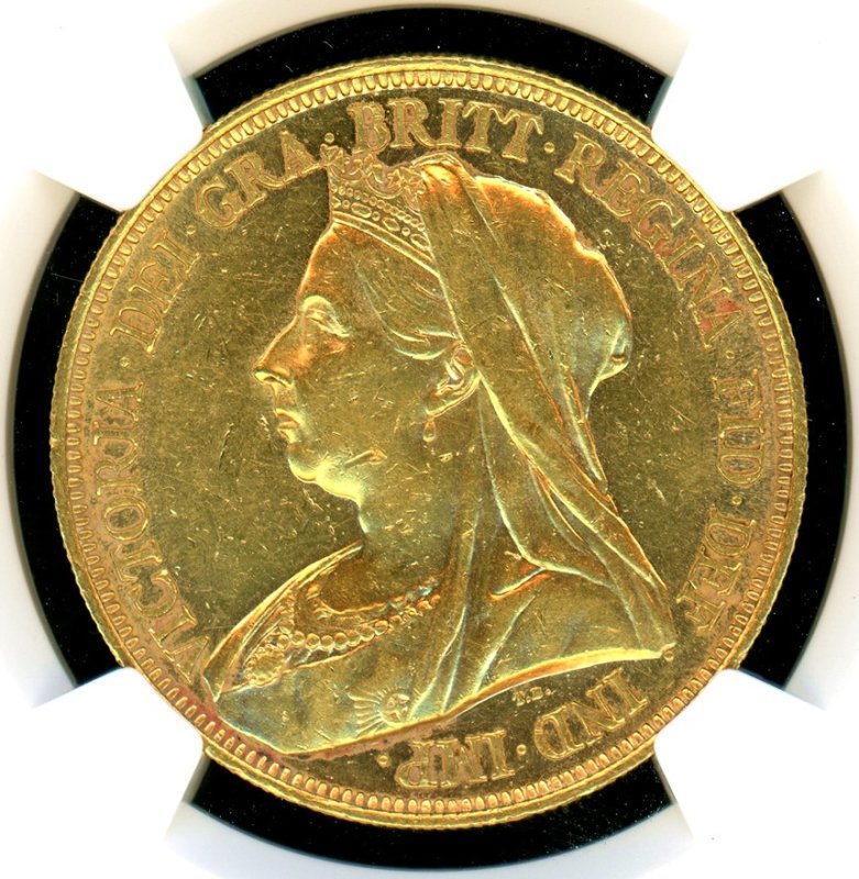 イギリス 1893年 オールドヘッド 5ポンド金貨 NGC AU58 - 名古屋 創業 