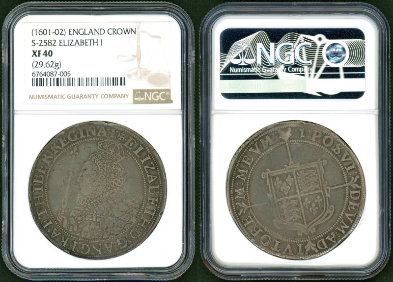 イギリス エリザベス1世 CROWN銀貨 NGC XF40 - 名古屋 創業65年