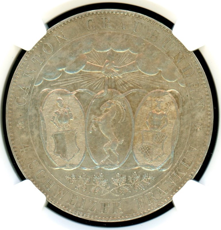 スイス グラウビュンデン射撃祭 1842年 4Franken銀貨 NGC AU-Details - 名古屋 創業65年 時遊屋  古銭・アンティークコイン・切手専門店