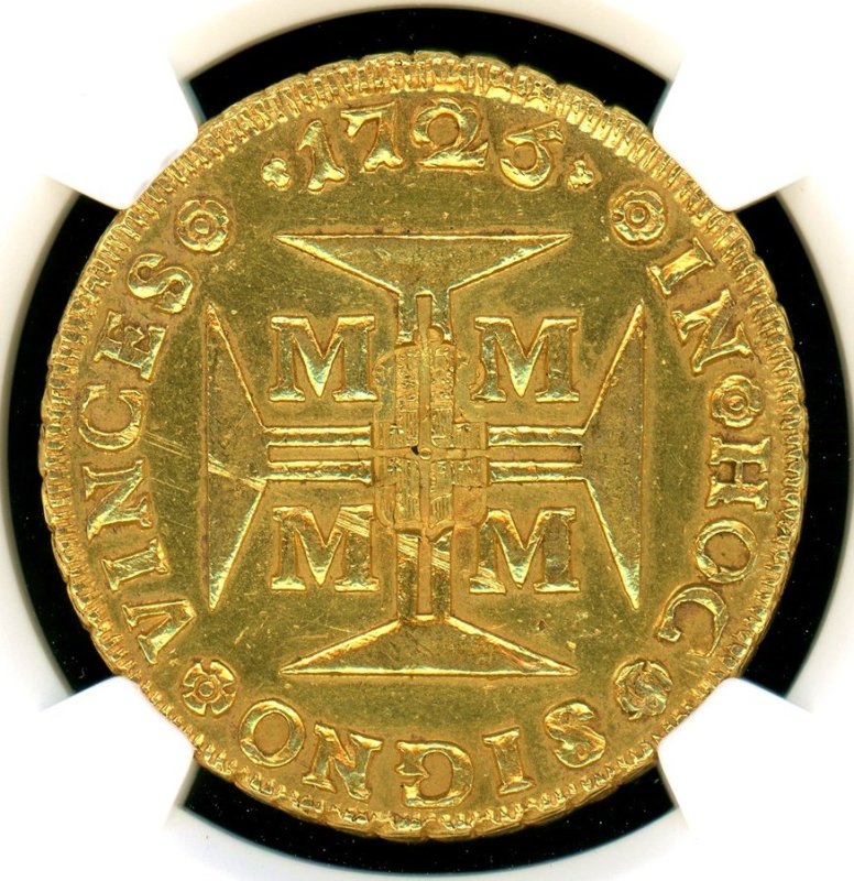 ポルトガル 1847年 30000REIS金貨 加刻印 NGC AU58(No.1) - 名古屋 