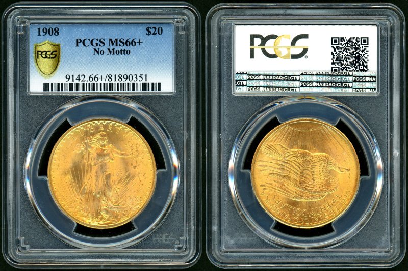 アメリカ 1908年 セントゴーデンス 20ドル金貨 No Motto PCGS MS66+ - 名古屋 創業65年 時遊屋  古銭・アンティークコイン・切手専門店