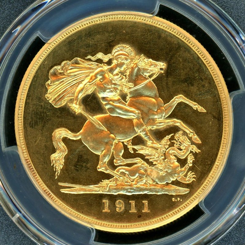 イギリス 1911年 ジョージ5世 5ポンド金貨 PCGS PR63+ - 名古屋 創業65 