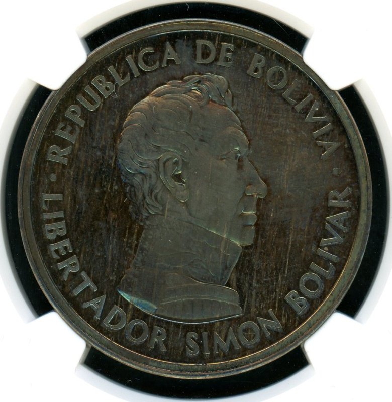 ボリビア ND(1991) BOLIVIANO 銀打見本貨 NGC PF66CAMEO(No.1) - 名古屋 創業65年 時遊屋 古銭・ アンティークコイン・切手専門店