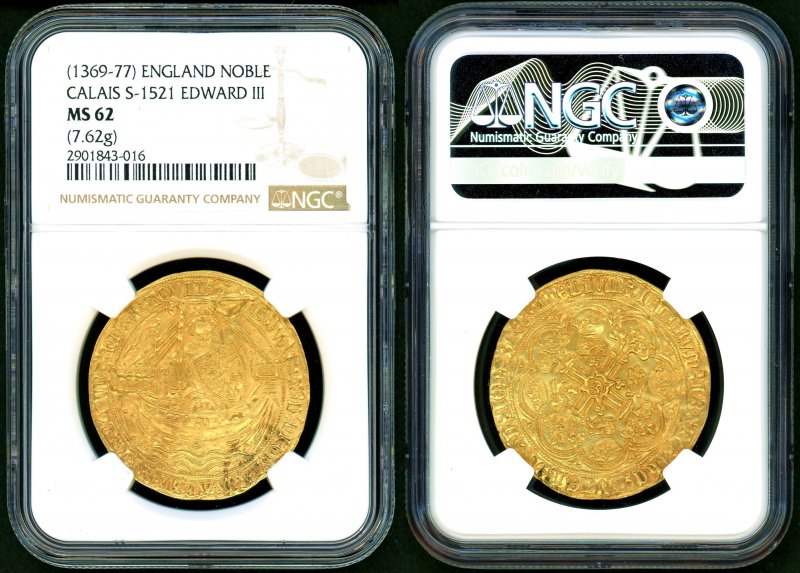 イギリス エドワード3世 Noble金貨 NGC MS62 CALAISミント - 名古屋 創業65年 時遊屋 古銭・アンティークコイン・切手専門店 1440円