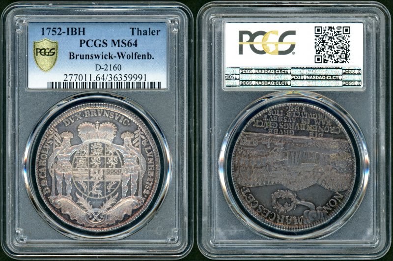 ドイツ 1752年 鉱山記念 Taler銀貨 PCGS MS64(No,1) - 名古屋 創業65年 時遊屋 古銭・アンティークコイン・切手専門店