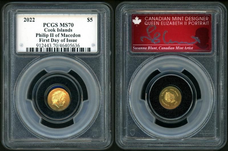 クック諸島 2022年 5ドル金貨 PCGS MS70 - 名古屋 創業70年 時
